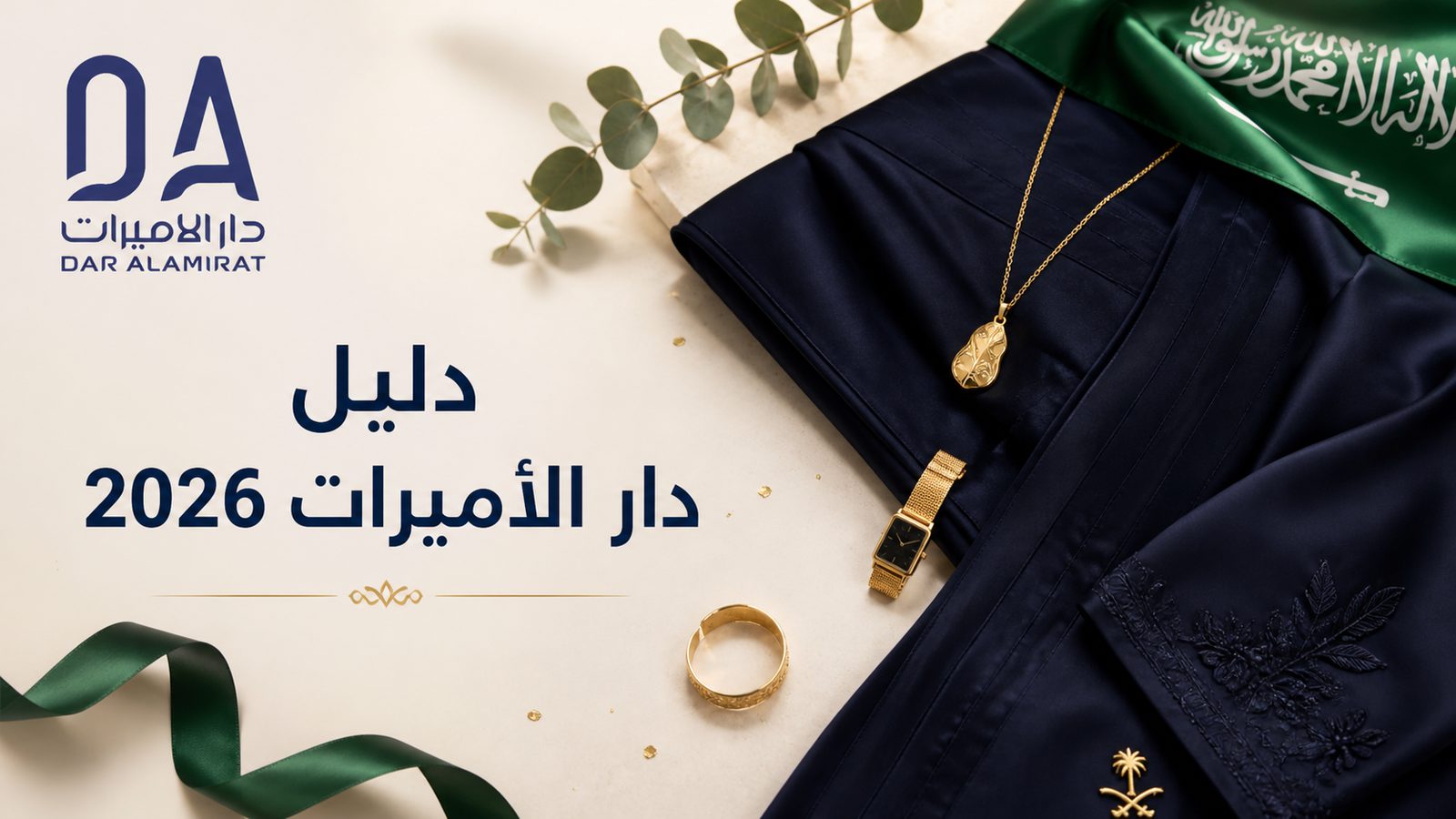عباية داكنة وإكسسوارات بهوية دار الأميرات ودليل التسوق لليوم الوطني 2026