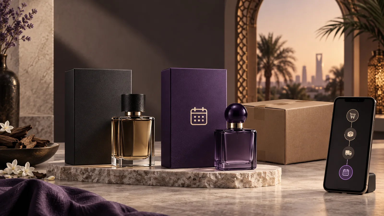 غلاف عطور وسلة طلب مسبق في متجر سعودي