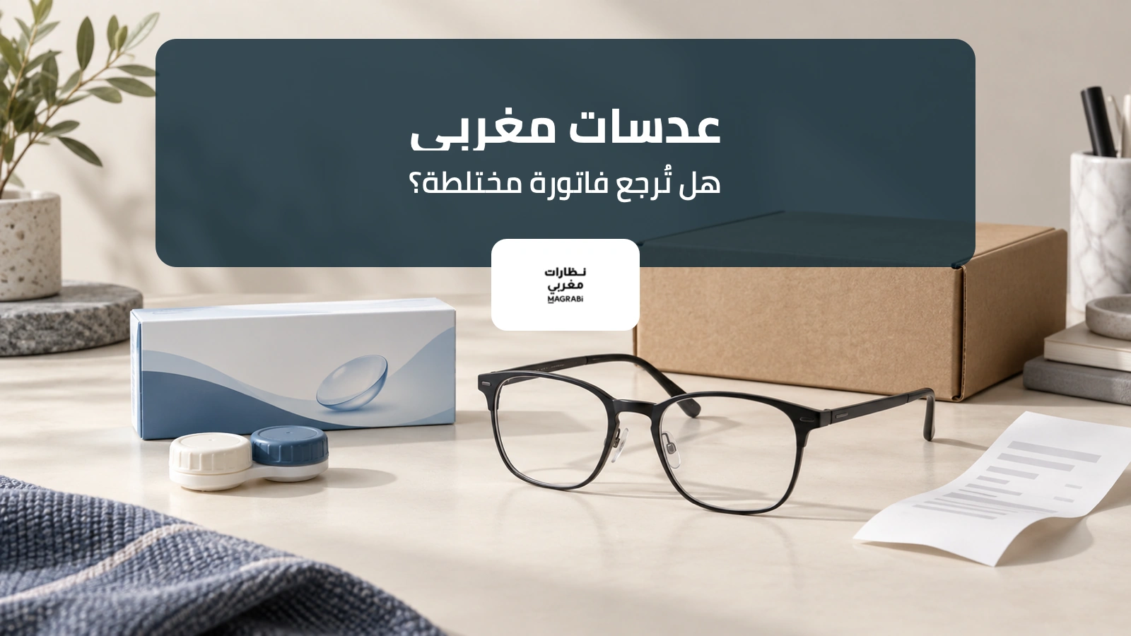 غلاف يوضح قرار إرجاع فاتورة مغربي المختلطة بعدسات لاصقة ونظارة