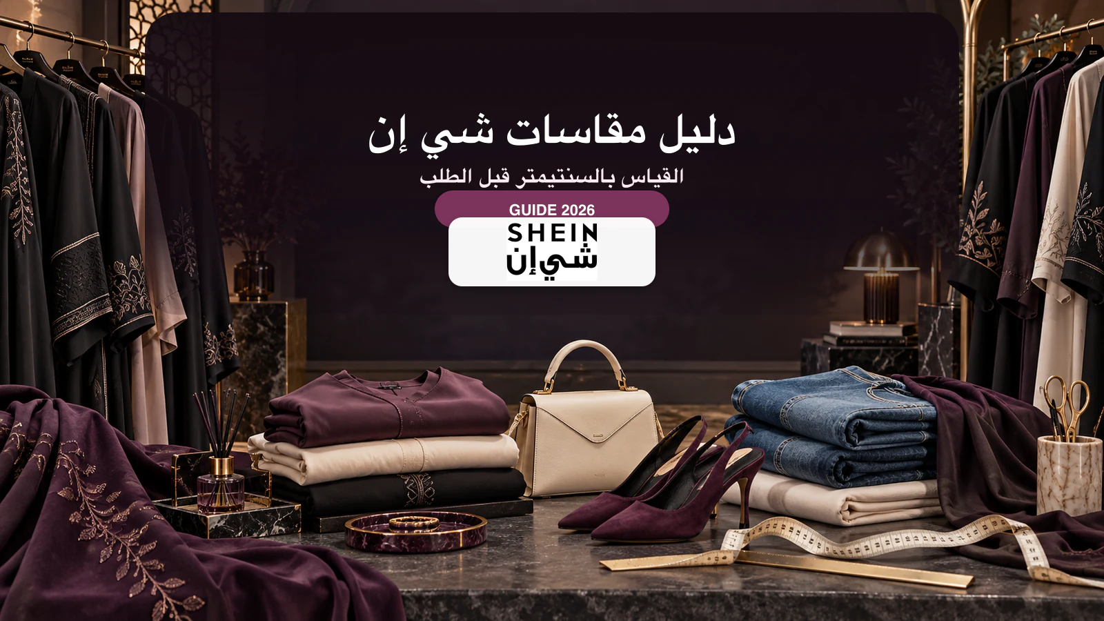 دليل مقاسات شي إن بالسنتيمتر مع شريط قياس وملابس